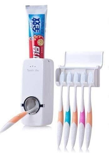 מתקן אוטומטי למשחת שיניים + מחזיק מברשות שיניים מתנה